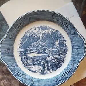 Blue and White Scenic Decorative Plate